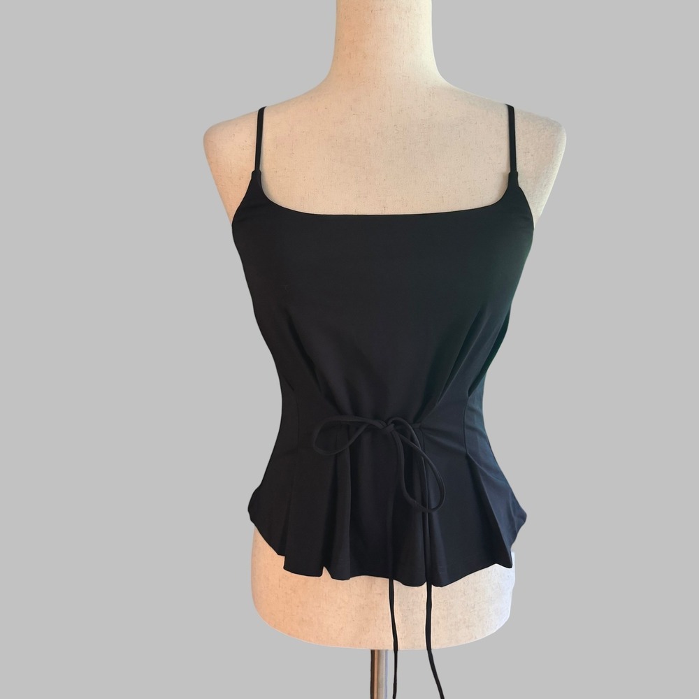 OGL Black NWT Tie Front Cami Peplum Top Small NEW minimalist coquette layering